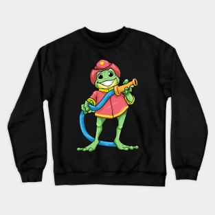 Frog as firefighter with hose Crewneck Sweatshirt